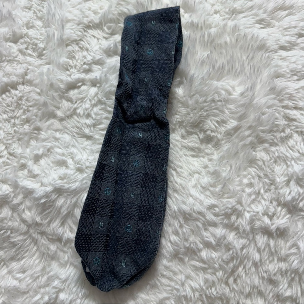 Moschino Plaid Navy Blue Classic Neck Tie
